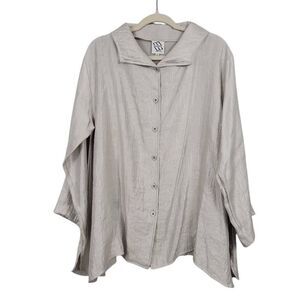 M SQUARE by Neetu Malik Jacket Sz 1 M/L Silver Shimmery Art to Wear Lagenlook